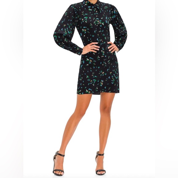 Ganni PRINTED CREPE DRESS IN VERDANT GREEN size 40 - Picture 3 of 8